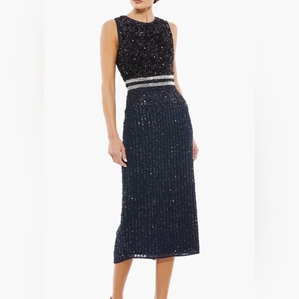 Mac Duggal Sequin Sleeveless Sheath Midi Cocktail Dress New Size 6